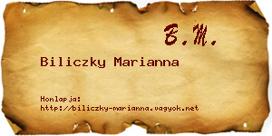 Biliczky Marianna névjegykártya